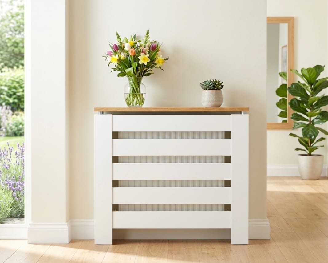 Cubre radiador Hércules Blanco/Roble 90cm