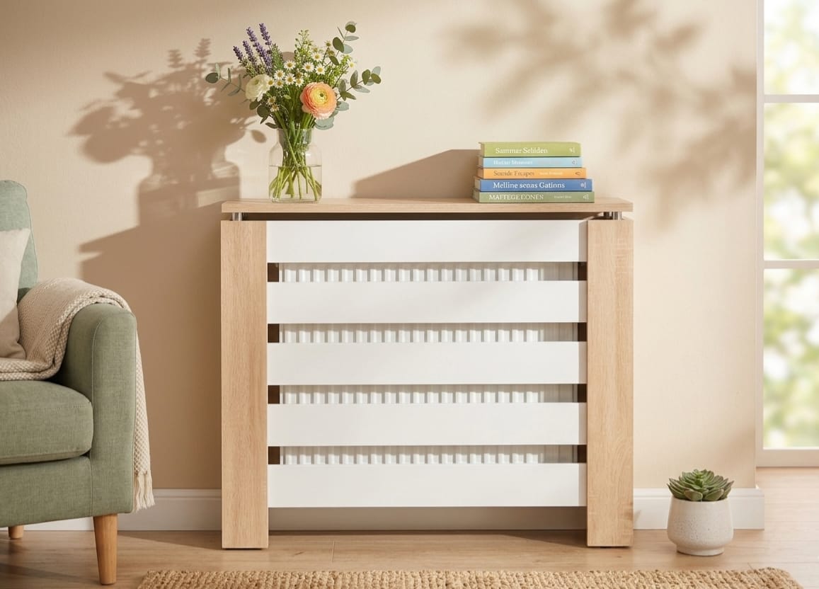 Cubre radiador Hércules Blanco/Roble 90cm