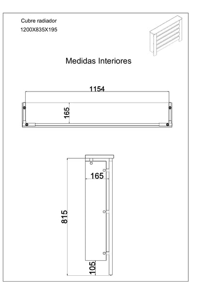 Cubre radiador Hércules Blanco/Roble 120cm